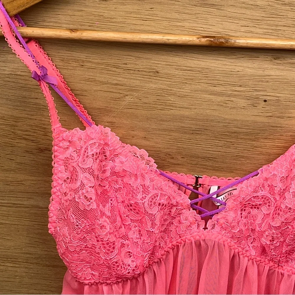 Victoria’s Secret baby doll color neon‎ size medium used - Picture 4 of 9